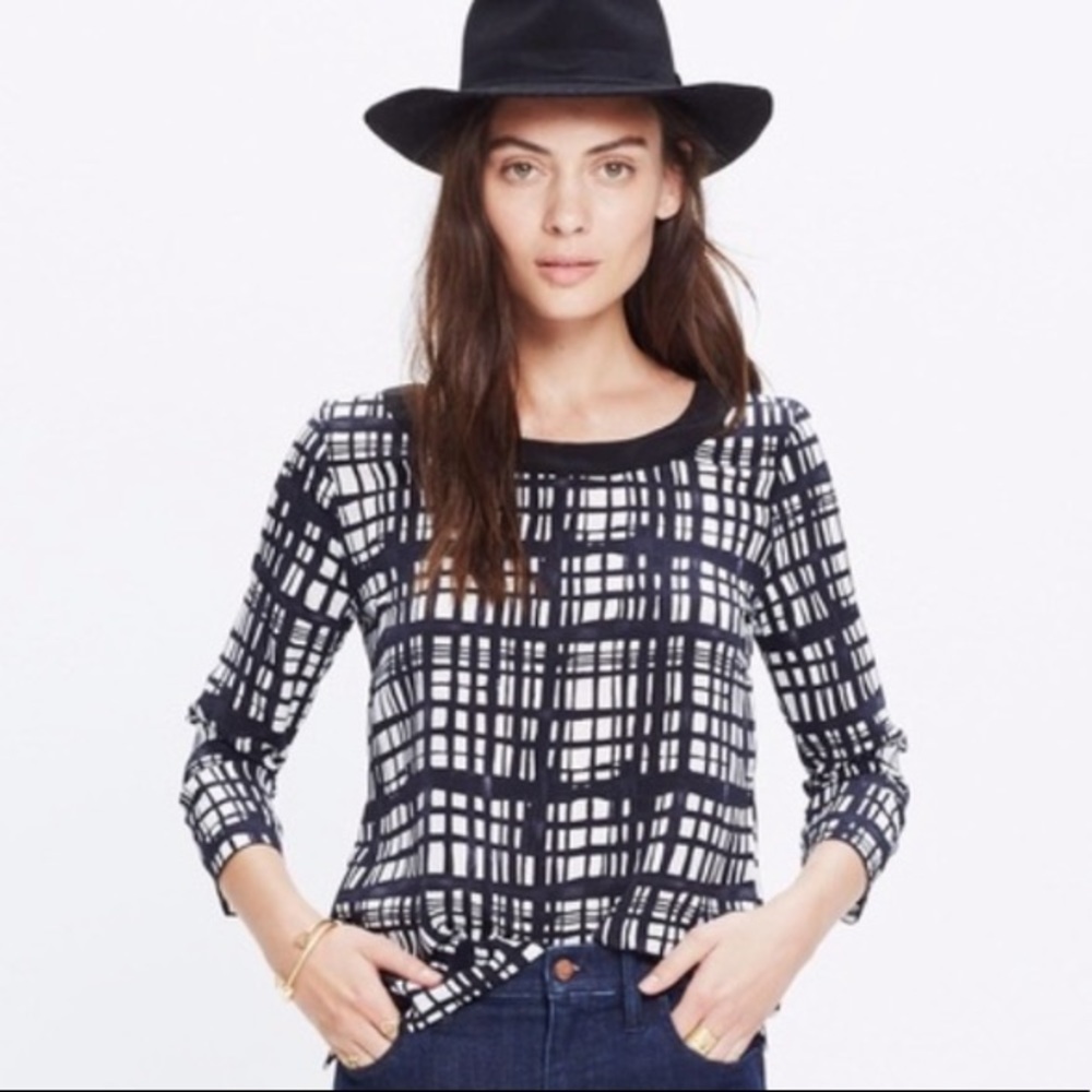 “MADEWELL” Silk Retrospect BrushStroke Blouse